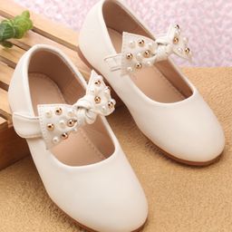 Babyoye Velcro Closure Ballerina With Bow Applique - White-image-31