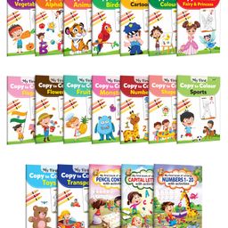 First learning book and Writing activities book for kids : Alphabet, Animals, Birds, Pencil Control and more : Colouring activities for children, Kids learning activity book | Combo of 19 Books- English-16