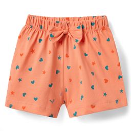 Tango Single Jersey Knit Knee Length Shorts With Bow Applique & Heart Print - Orange-image-62
