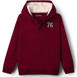 Pine Kids Knit Full Sleeves Hooded Sweater with Number Patch - Dark Red-image-95