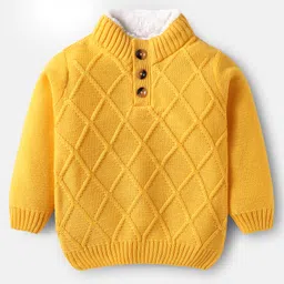 Babyhug Knited Full Sleeves Pullover Sweater with Cable Knit Design - Yellow-picture-45