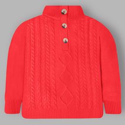 Cherry Crumble By Nitt Hyman Viscose Knit Full Sleeves Cable Knit Designed High Neck Heavy Winter Sweater - Red-picture-45