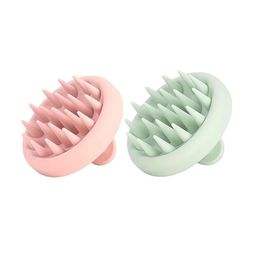 NANCY AJRAM Set Of 2 Relaxing Soft Bristle Anti-Dandruff Scalp Massage Brush- Pink & Green-52