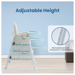 Safe-O-Kid Multifunctional 4-in-1 High ChairAdjustable, Foldable, and Comfortable with Soft Cushion & Removable Tray | Blue image 3