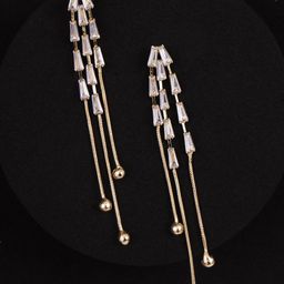 Adwitiya Collection Gold-Plated Artifical Stones Studded Contemporary Drop Earrings-45