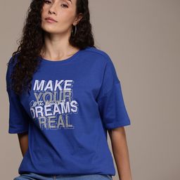 The Roadster Life Co. Typography Printed Drop-Shoulder Sleeves Boxy T-shirt-picture-1