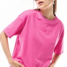 Bewakoof Pink Oversized Solid T-Shirt-image-44