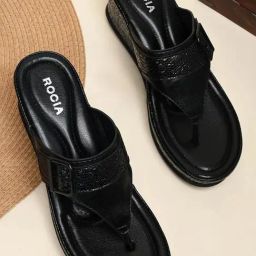 Rocia by Regal Women's Black Thong Wedges-image-55