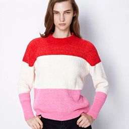 Cover Story Red & White Color-Block Sweater image 1