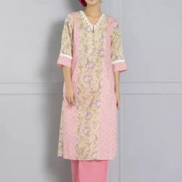 SHAYE Pink Cotton Printed Kurta-picture-27