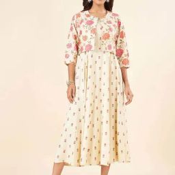 Rangmanch by Pantaloons White Printed A-Line Dress With Jacket-image-20