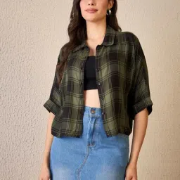 Chimpaaanzee Green & Black Regular Fit Checked Shirt-picture-0
