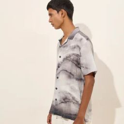 Nuon by Westside Charcoal Tie-Dye Design Relaxed-Fit Shirt-image-88