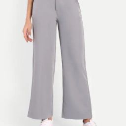 Broadstar Grey Straight Fit High Rise Stretchable Trousers-image-97