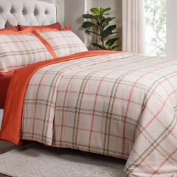 Maspar Mosaic Plaid Rust Cotton Geometric 110 TC King Duvet Cases with 2 Pillow Case-21