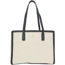 TOMMY HILFIGER Natural & Navy Solid Tote Handbag-20