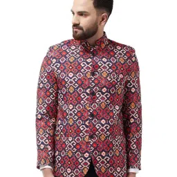 Sojanya Red & Navy Abstract Print Blazer-image-16