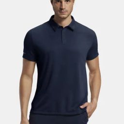 Jockey Navy MV41 Recycled Microfiber Elastane Stretch Half Sleeve Polo T-Shirt-image-96
