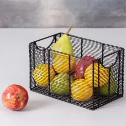 Nestroots Solid Black Iron Fruit Basket-25