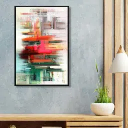 999Store Multicolor Canvas Wall Painting Panel With Fibre Frame-37
