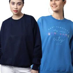 Vimal Jonney Navy & Blue Printed Fleece Pullover - Pack of 2-image-1