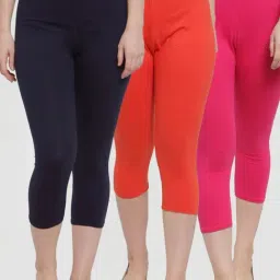 Gracit Navy & Orange Mid Rise Capris - Pack Of 3-picture-37