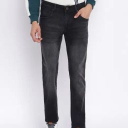 Cantabil Black Regular Fit Lightly Washed Jeans-picture-14