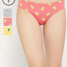 Clovia Cotton Pack of 3 Low Waist Printed Thong with Inner Elastic-image-73