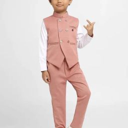 Kids Island Boys Peach Solid Full Sleeves Suit Set-image-28