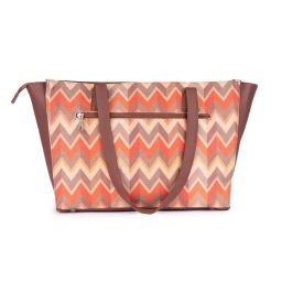 ZOUK Tidal Wave Orange Printed Tote Handbag image 3