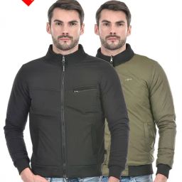 Integriti Black & Olive Regular Fit Reversible Jacket-image-63