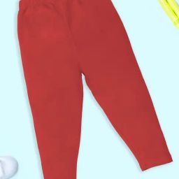 Kiddopanti Red Cotton Lycra Regular Leggings-image-26