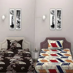 BELVOSTUM Red & Black Floral 160 TC 2 Single Bedsheet with 2 Pillow Covers-picture-35