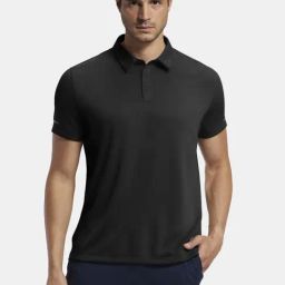 Jockey Black MV41 Recycled Microfiber Elastane Stretch Half Sleeve Polo T-Shirt-image-50