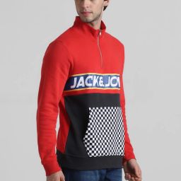 Jack & Jones Mars Red Regular Fit Colour Block Sweatshirt image 3