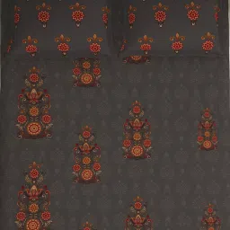 Spaces Aurum Abstract Grey 132 TC Cotton Double Bedsheet with 2 Pillow Covers image 3