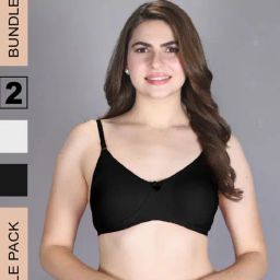 Lux Venus White & Black Full Coverage Non-Wired T-Shirt Bra With Adjustable Strap - Pack of 2-picture-17