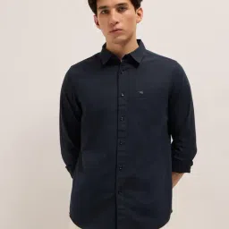 The Bear House Blue Cotton Slim Fit Solid Shirt-picture-40