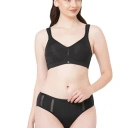 SOIE Women's Full Coverage Minimiser Non-Padded Non-Wired Bra with High Waist Matching Panty image 1