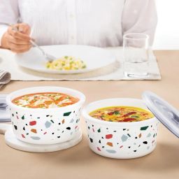 Larah by Borosil Multicolor Opalware Storage Container with Air Tight Lid - Set of 2 image 1