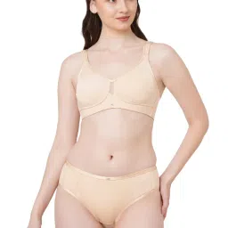SOIE Women's Full Coverage Minimiser Non-Padded Non-Wired Bra with High Waist Matching Panty image 1