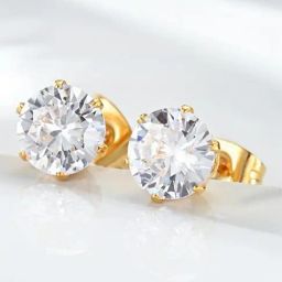 Peora Gold Plated Cubic Zirconia Studded Stud Earrings-image-65