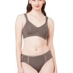 SOIE Women's Full Coverage Minimiser Non-Padded Non-Wired Bra with High Waist Matching Panty image 1