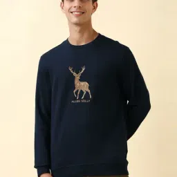Allen Solly Navy Cotton Regular Fit Embroidered Sweatshirt-picture-47