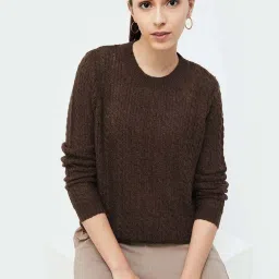 Code by Lifestyle Brown Self Pattern Sweater image 1