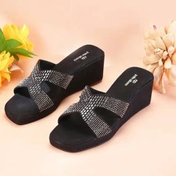 Pelle Albero Women's Black Ethnic Wedges-image-7