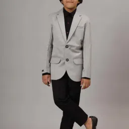 TAHVO Boys Grey & Black Cotton Solid Full Sleeves Western Set-image-71
