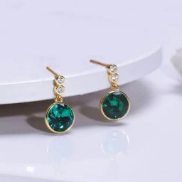 GIVA 925 Sterling Silver Golden Emerald Green Earringss For Women-image-54