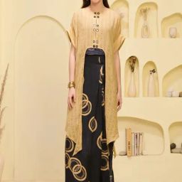 First Resort By Ramola Bachchan Golden Mirror Hand Embroidered Regular Fit Cape-picture-29