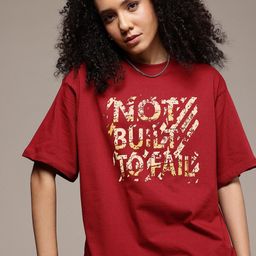 The Roadster Life Co. Oversized Fit Typography Printed Pure Cotton T-shirt-image-99
